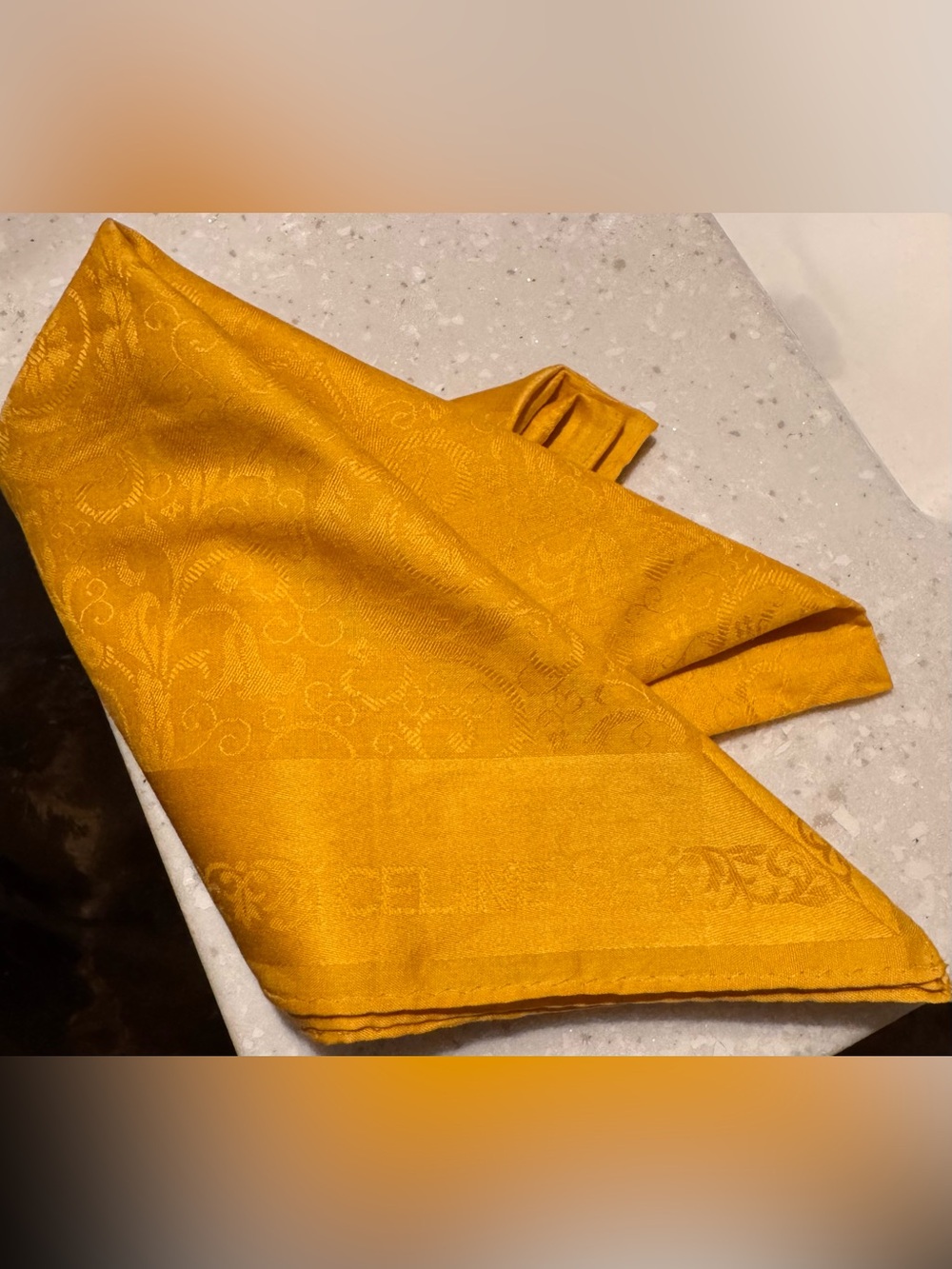 Celine Yellow Paisley Silk-Blend Scarf